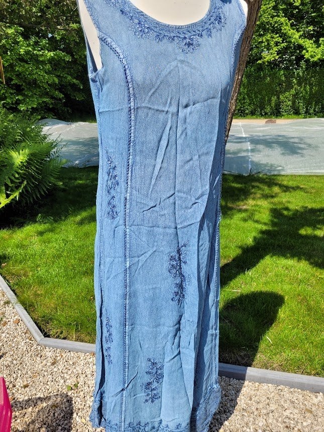 lang kleed jeanslook, Kleding | Dames, Jurken, Blauw, Ophalen of Verzenden, Zo goed als nieuw, Maat 36 (S)