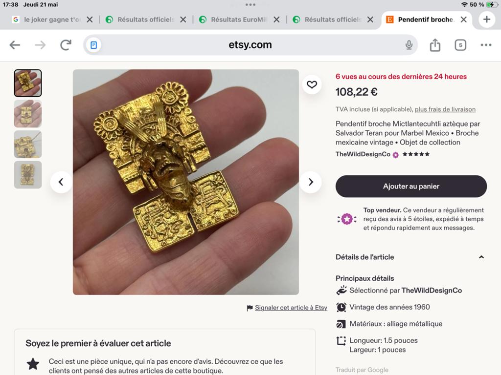 Broche Salvatore Teran prix 80€, Bijoux, Sacs & Beauté, Broches, Enlèvement ou Envoi