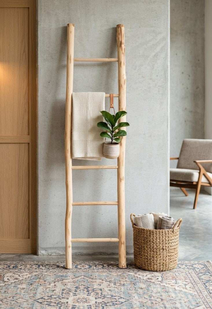 Houten decoratie-/handdoekladder, Ophalen, Zo goed als nieuw