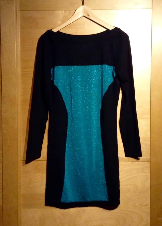Juliette (M) Smaragdgroene en zwarte gebreide jurk - Nieuw, Kleding | Dames, Maat 38/40 (M), Nieuw, Ophalen of Verzenden, Boven de knie