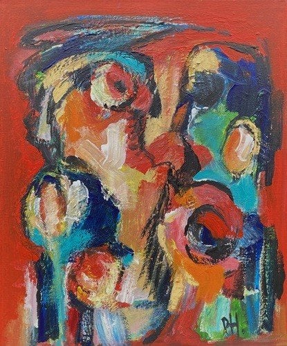 Kunsthandel Gennep - "Kleurige Schimmen", Antiquités & Art, Art | Peinture | Moderne, Enlèvement ou Envoi, Peint à la main, Peinture acrylique