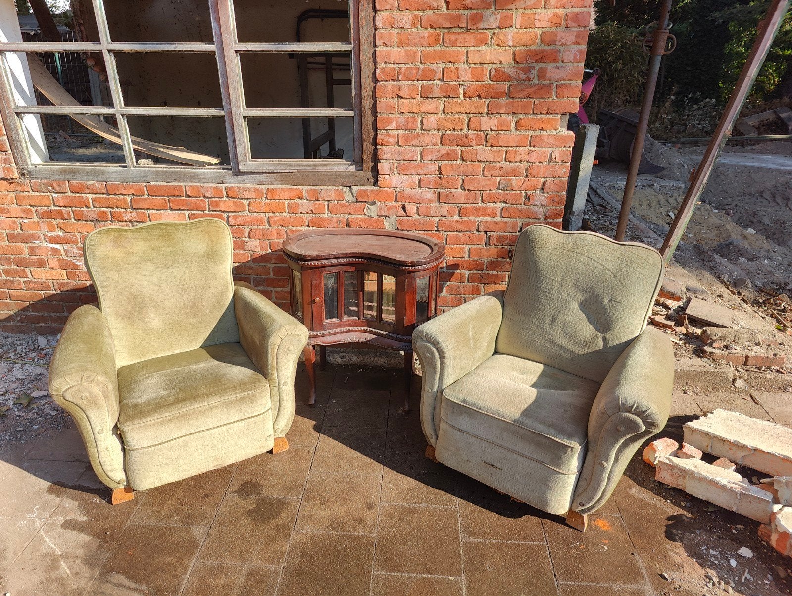 set vintage groene fauteuils, Antiek en Kunst, Ophalen
