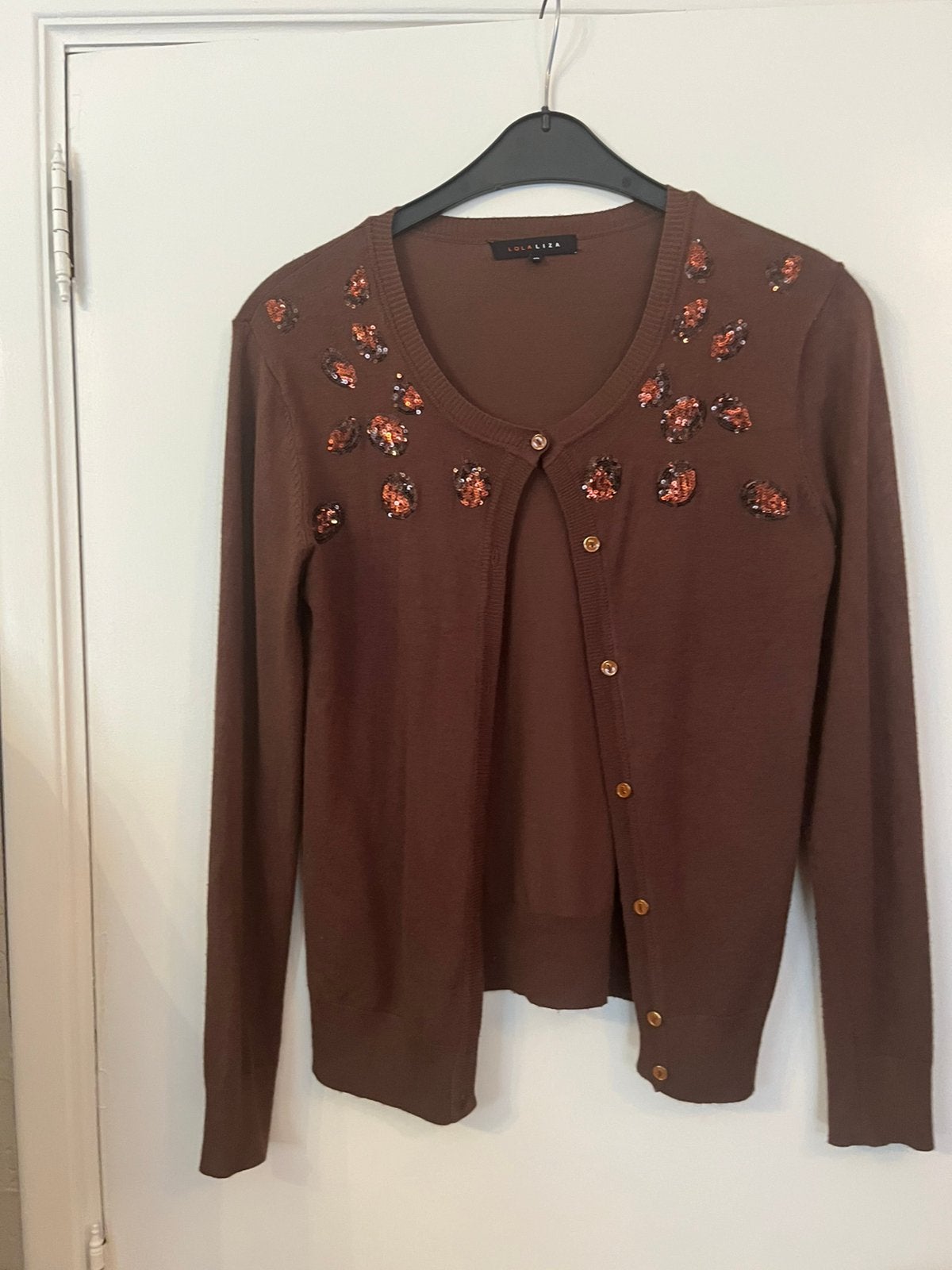 Bruin giletje met pailletten maat 40 Lola&Liza, Kleding | Dames, Ophalen of Verzenden, Zo goed als nieuw, Maat 38/40 (M), Bruin