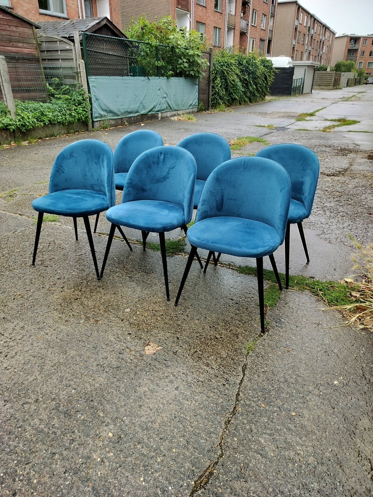 Set eetkamerstoelen, Huis en Inrichting, Stoelen, Ophalen, Blauw, Stof, Vijf, Zes of meer stoelen