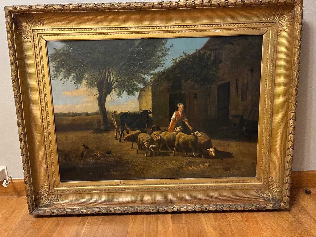 peinture d'art ancienne, Autres techniques, Enlèvement, Encadré, Animaux
