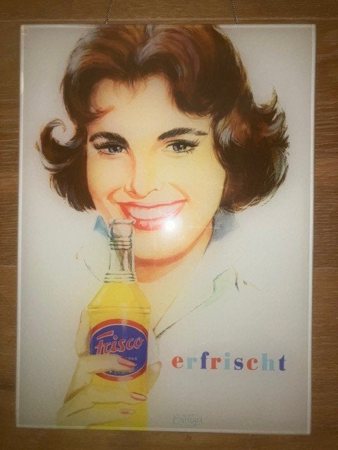 reclamebord en beugelfles limonade Frisco, Collections, Marques & Objets publicitaires, Comme neuf, Panneau publicitaire, Enlèvement ou Envoi