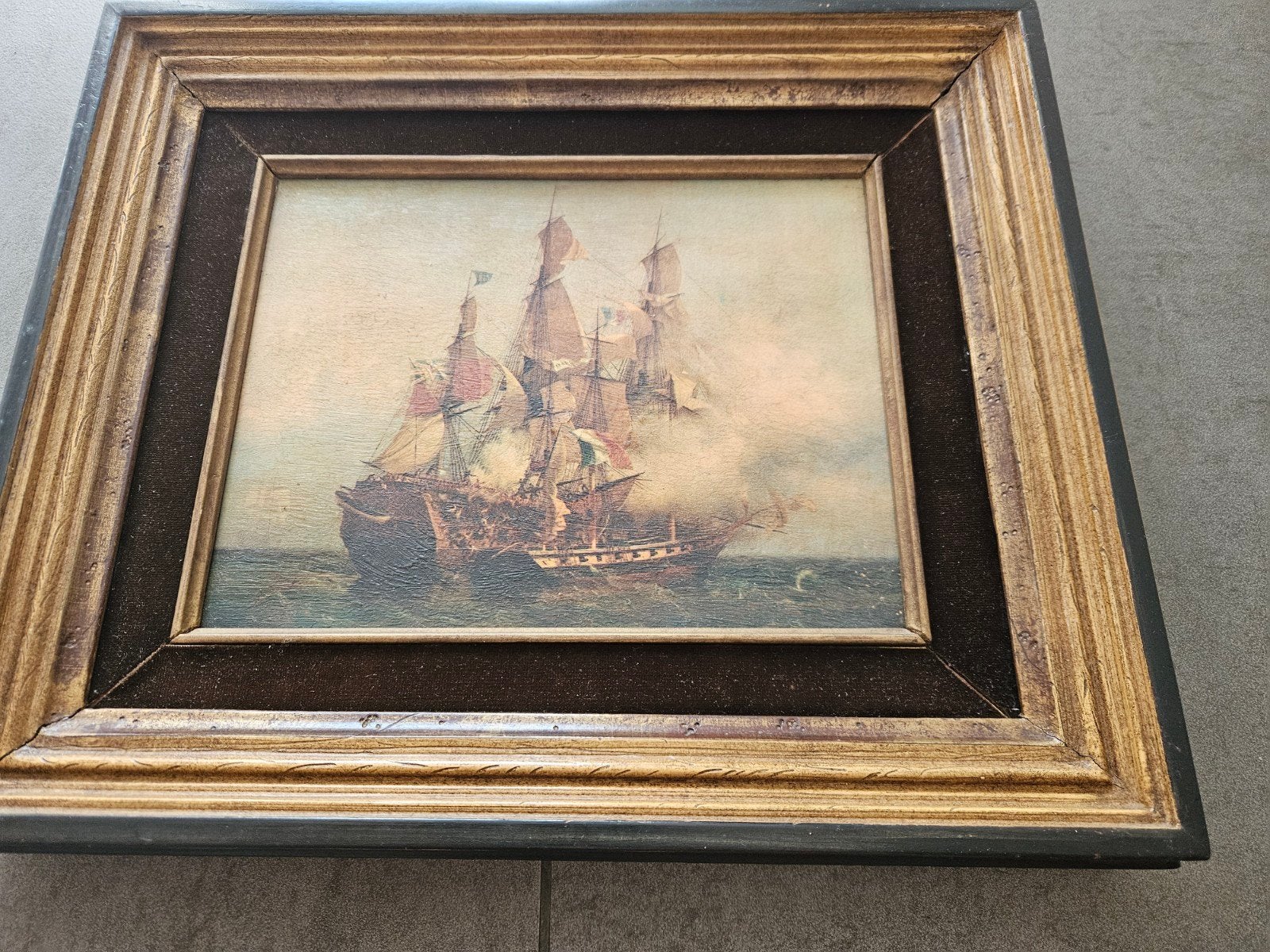 Tableau marine, Antiquités & Art, Enlèvement, Technique mixte, Maritime / eau, Toile