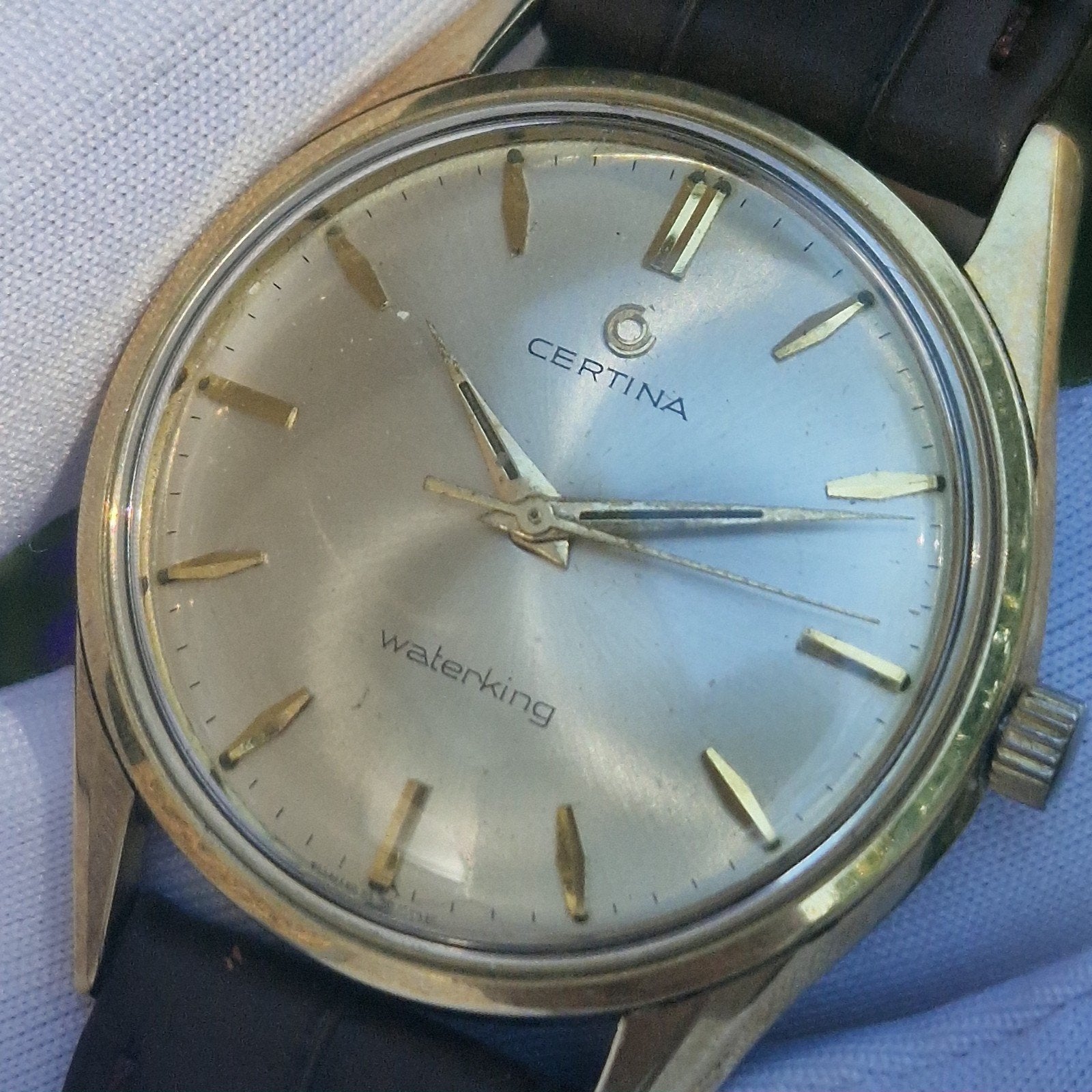 Vintage Certina Waterking 14k (585) Goud (Gouden Kap/RVS) 11, Ophalen of Verzenden, Goud