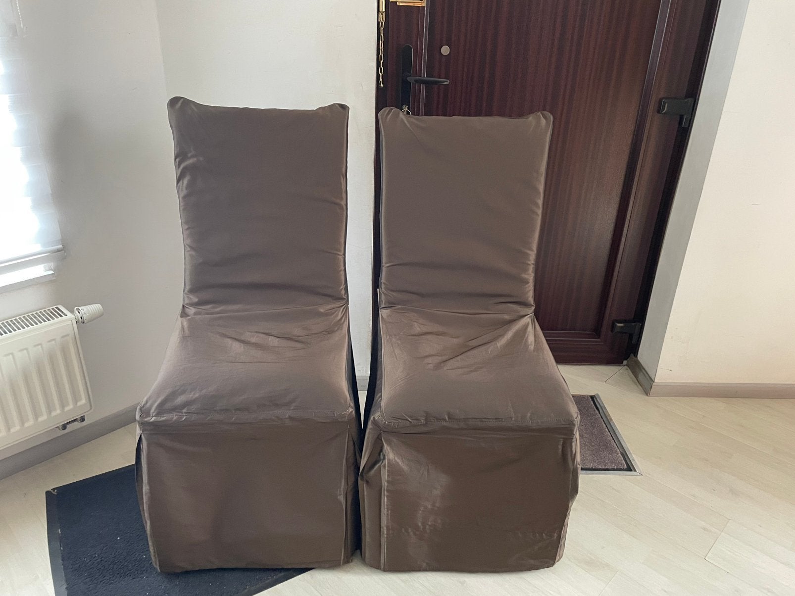 6 Housses brune pour chaise, Enlèvement, Comme neuf, Bois