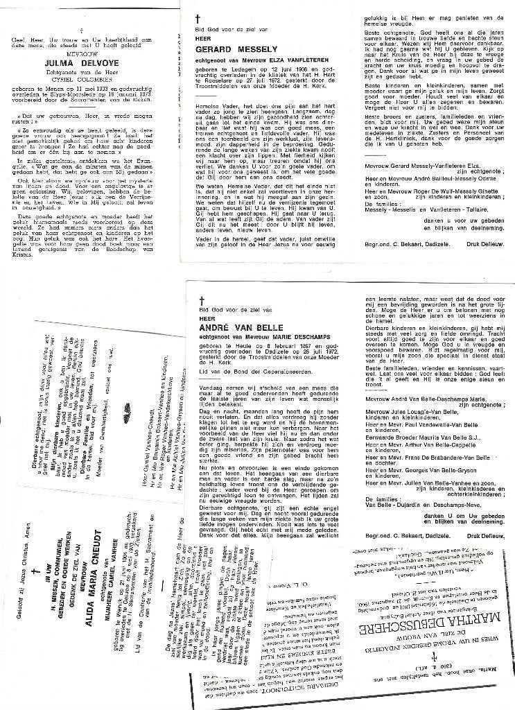 10 nagedachteniskaartjes Dadizele, Ophalen of Verzenden