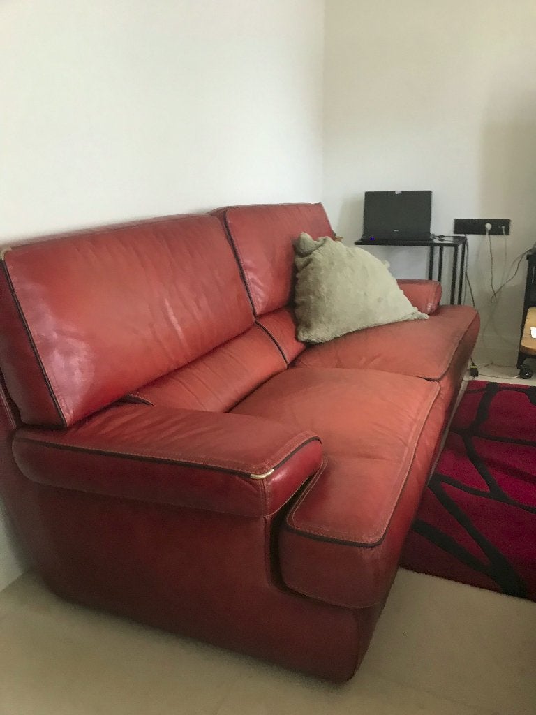 Canapé en cuir de buffle très confortable., Enlèvement, Utilisé, Cuir, Trois personnes