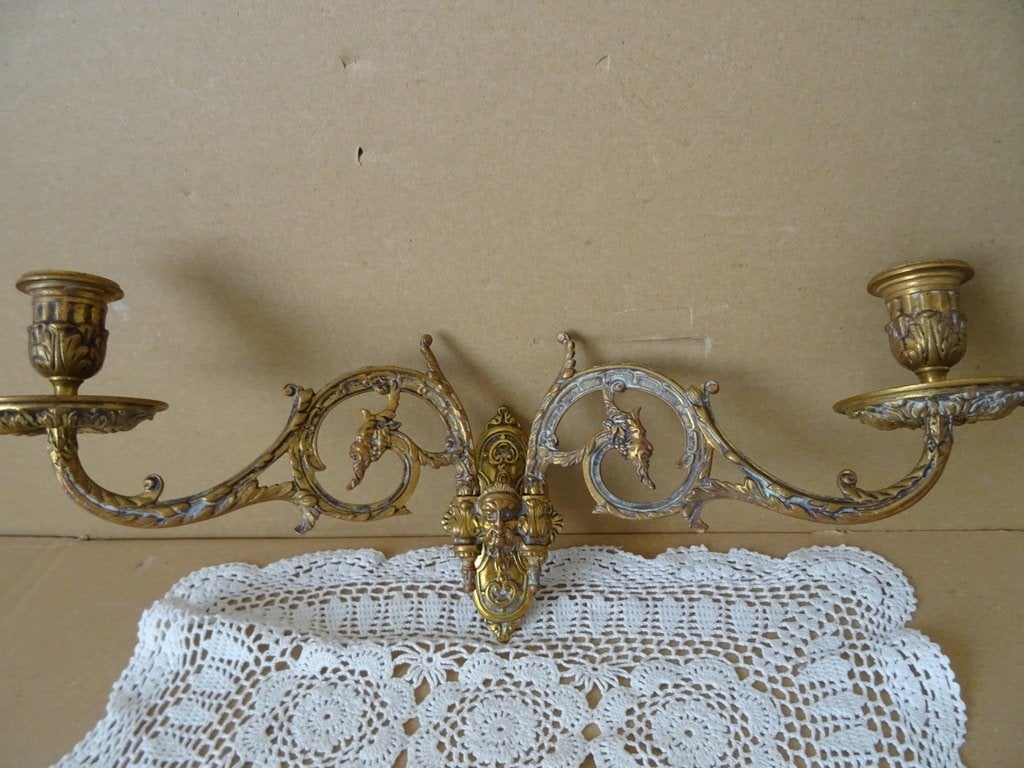 Applique murale ancien vintage chandelier piano styl baroque, Enlèvement ou Envoi, Cuivre ou Bronze