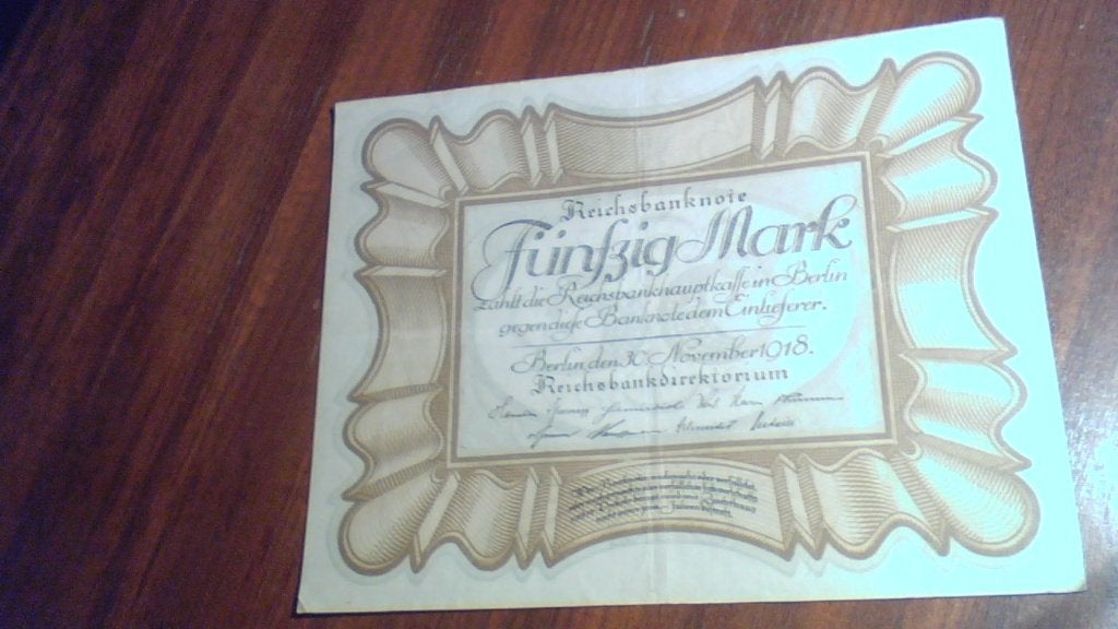 5 bankbiljetten 50 Mark Reichsbanknote November 1918,, Verzenden, Duitsland, Setje