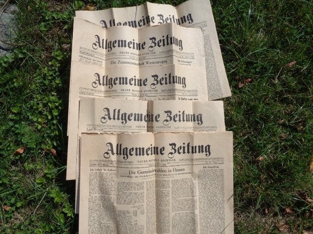 5 Duitse na oorlogse kranten uit april 1948, Ophalen of Verzenden, 1940 tot 1960, Krant