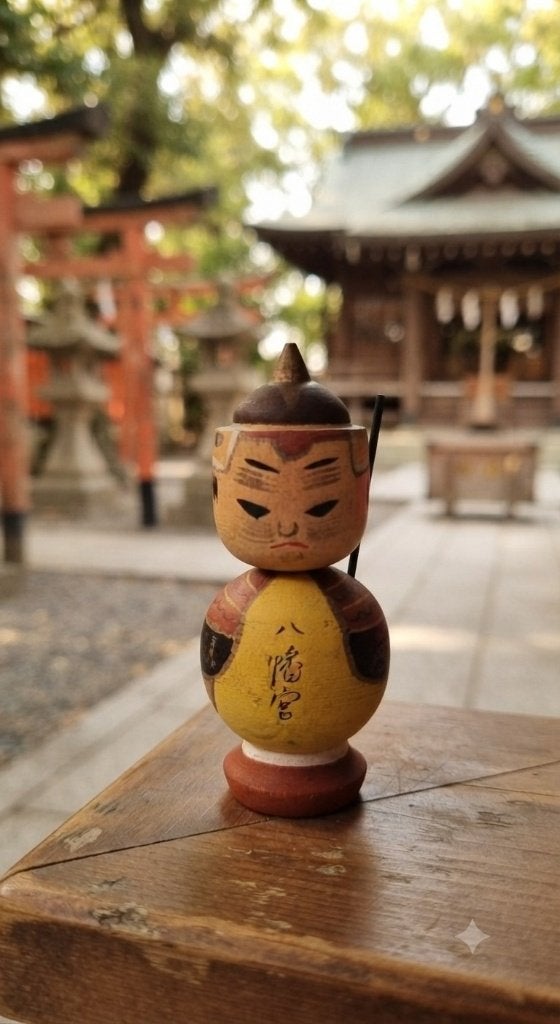 Kokeshi Hachiman d'époque, Antiquités & Art, Fait main, Japon, Bois, Multicolore
