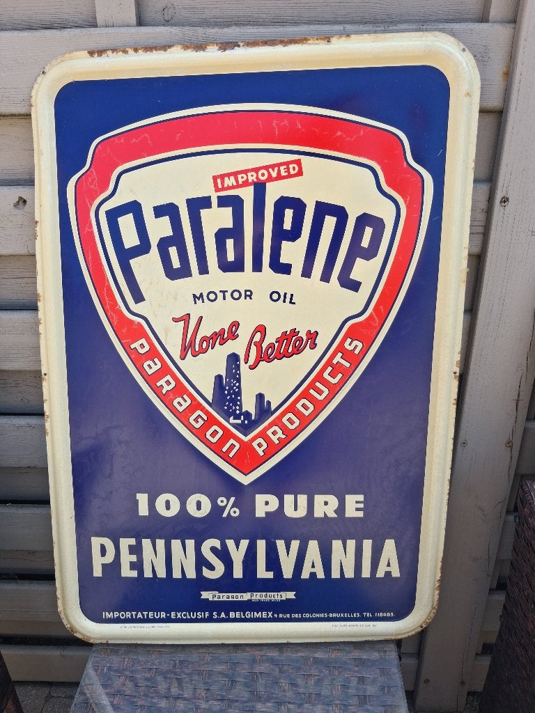 PARALENE OIL, année 1951., Collections, Marques & Objets publicitaires, Enlèvement ou Envoi, Comme neuf, Panneau publicitaire