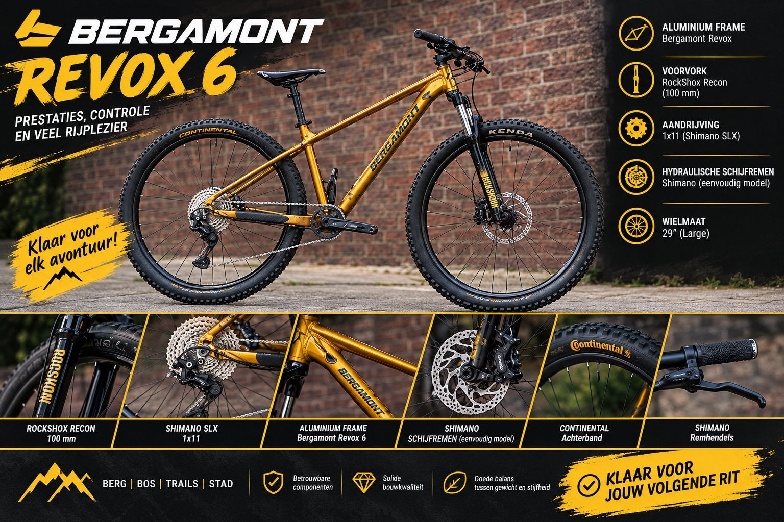 Fiets Bergamont Revox 6, Fietsen en Brommers, Gebruikt, Hardtail, Heren, 45 tot 49 cm