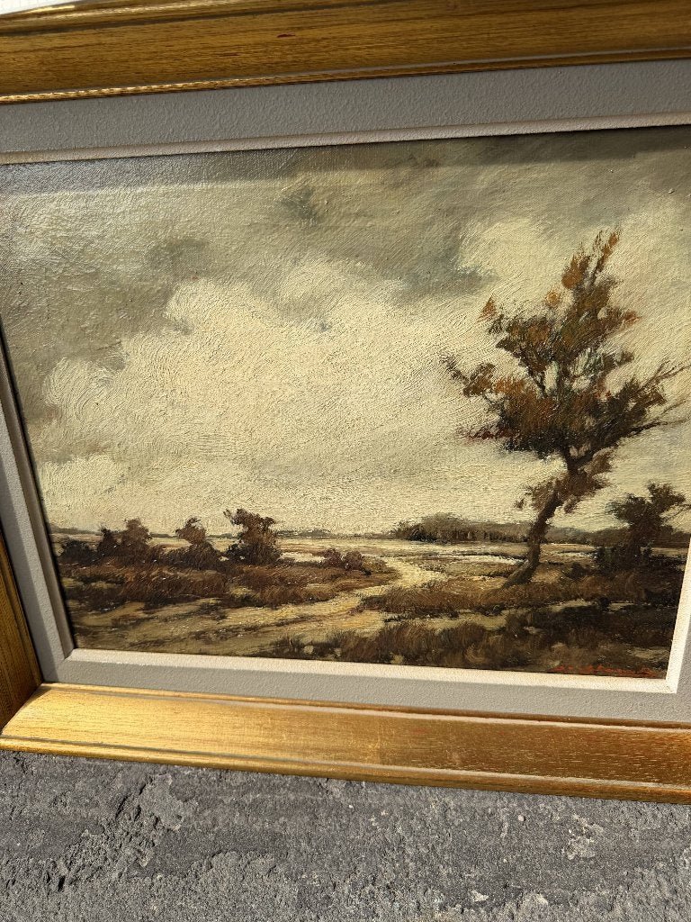 Peinture huile sur toile – Paysage de campagne – Signée, Enlèvement ou Envoi, Signé, Paysage, Toile