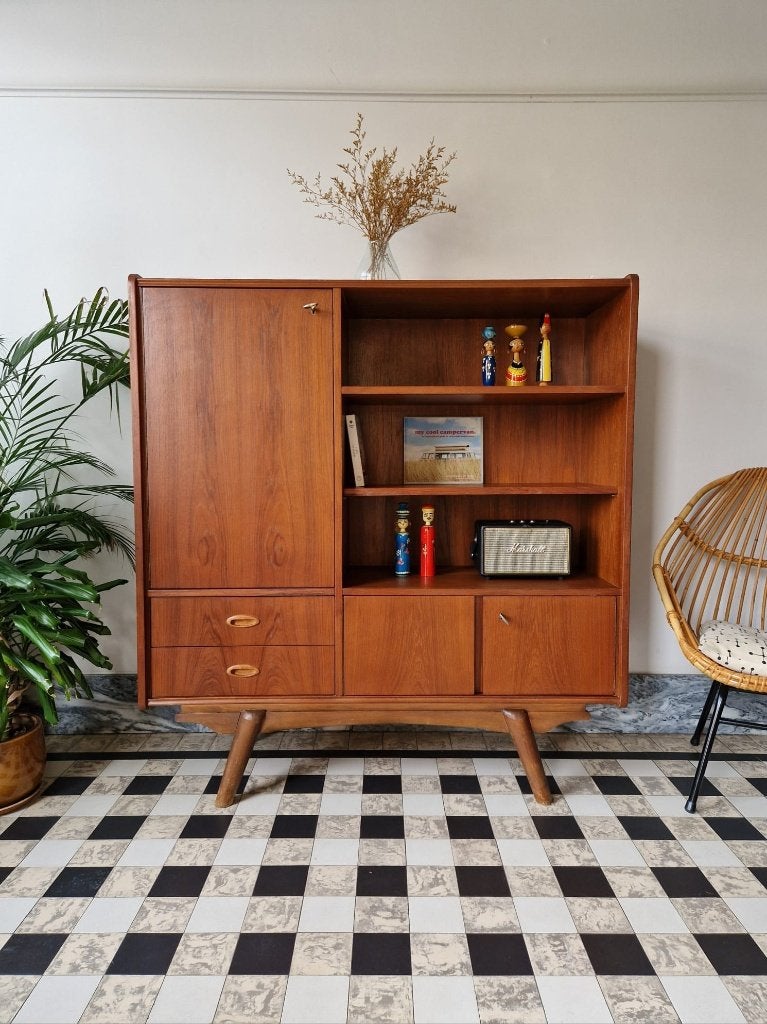 Vintage Deense midcentury kast | highboard | wandmeubel, Huis en Inrichting, Ophalen, Gebruikt, Met deur(en), 100 tot 150 cm