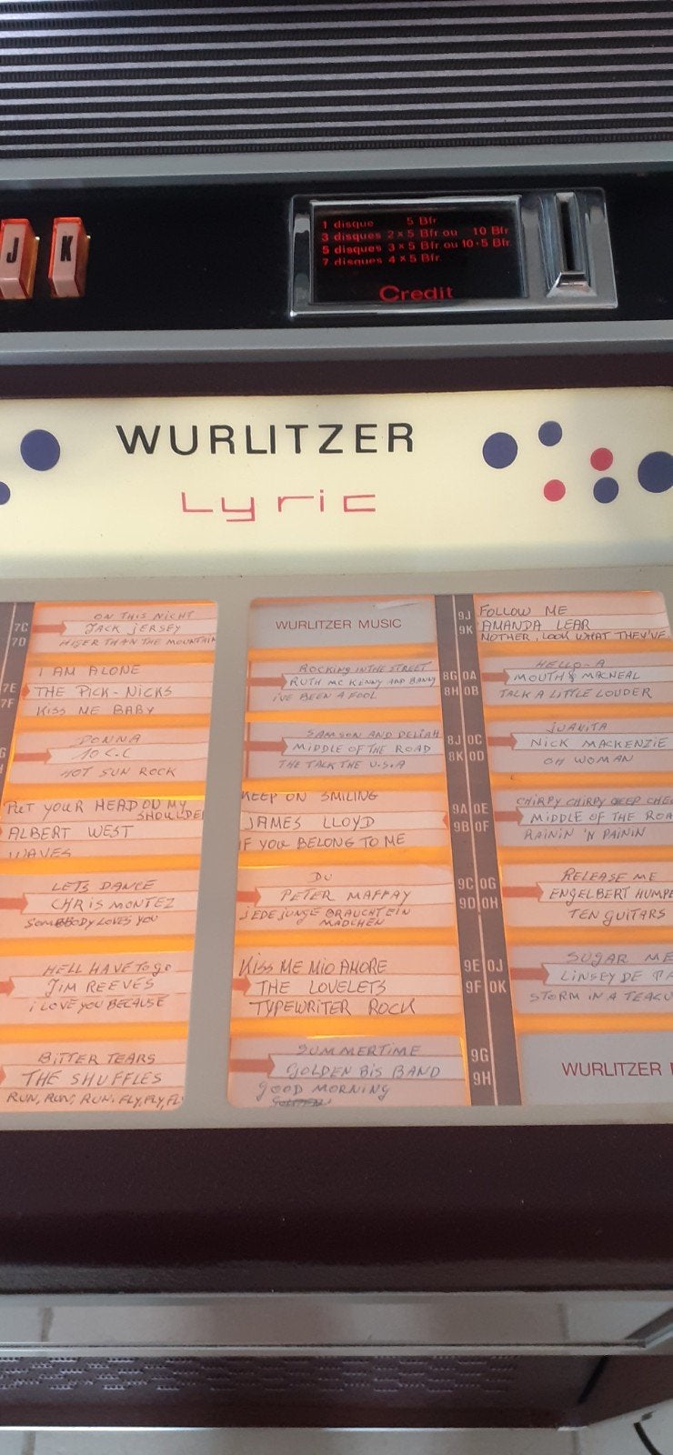 Wurlitser Lyric, Ophalen