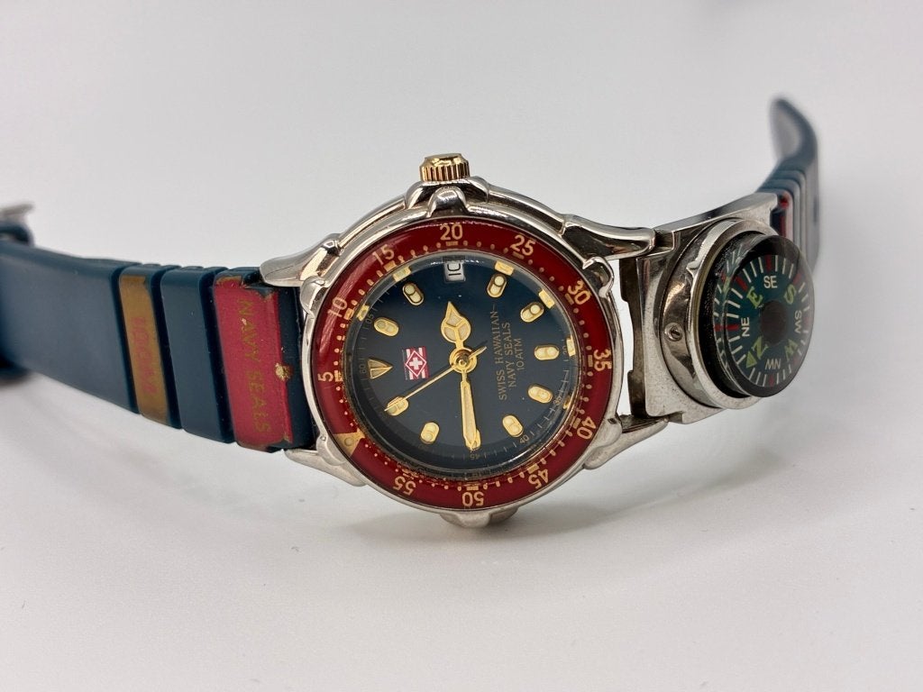 Montre vintage Swiss Hawaiian Navy Seals avec boussole, Montre-bracelet, Autres marques, 1960 ou plus tard, Autres matériaux