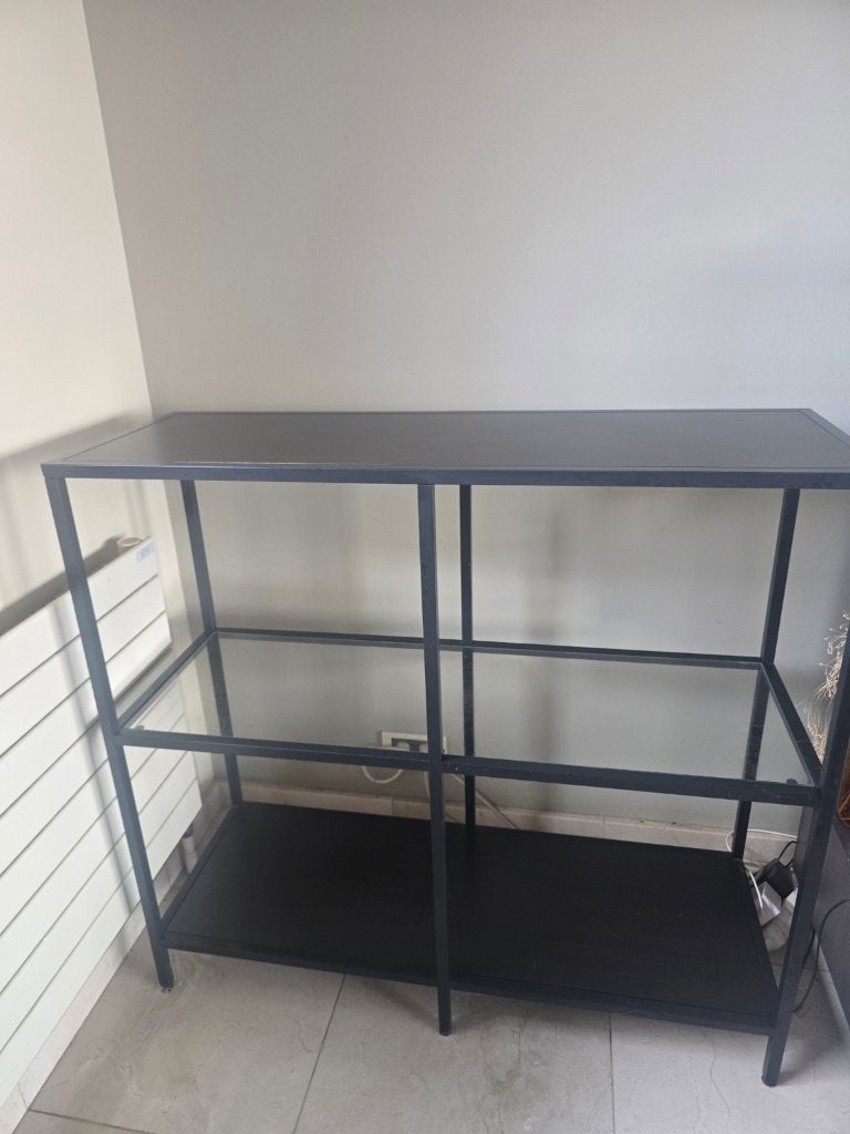 Table d'appoint/console noire moderne — excellent état, Maison & Meubles, Tables | Dessertes, Comme neuf, 25 à 50 cm, 100 à 150 cm