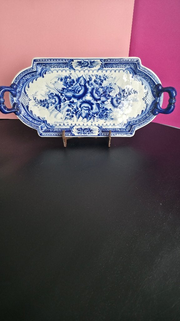 Plateau de service en porcelaine vintage par L. Khomenko, Maison & Meubles, Enlèvement ou Envoi, Comme neuf, Rectangulaire, Autres matériaux