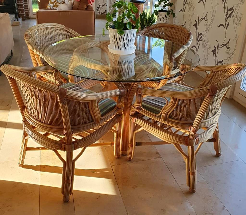 Bamboe tuinset, Jardin & Terrasse, Chaises de jardin, Enlèvement, Comme neuf, Rotin