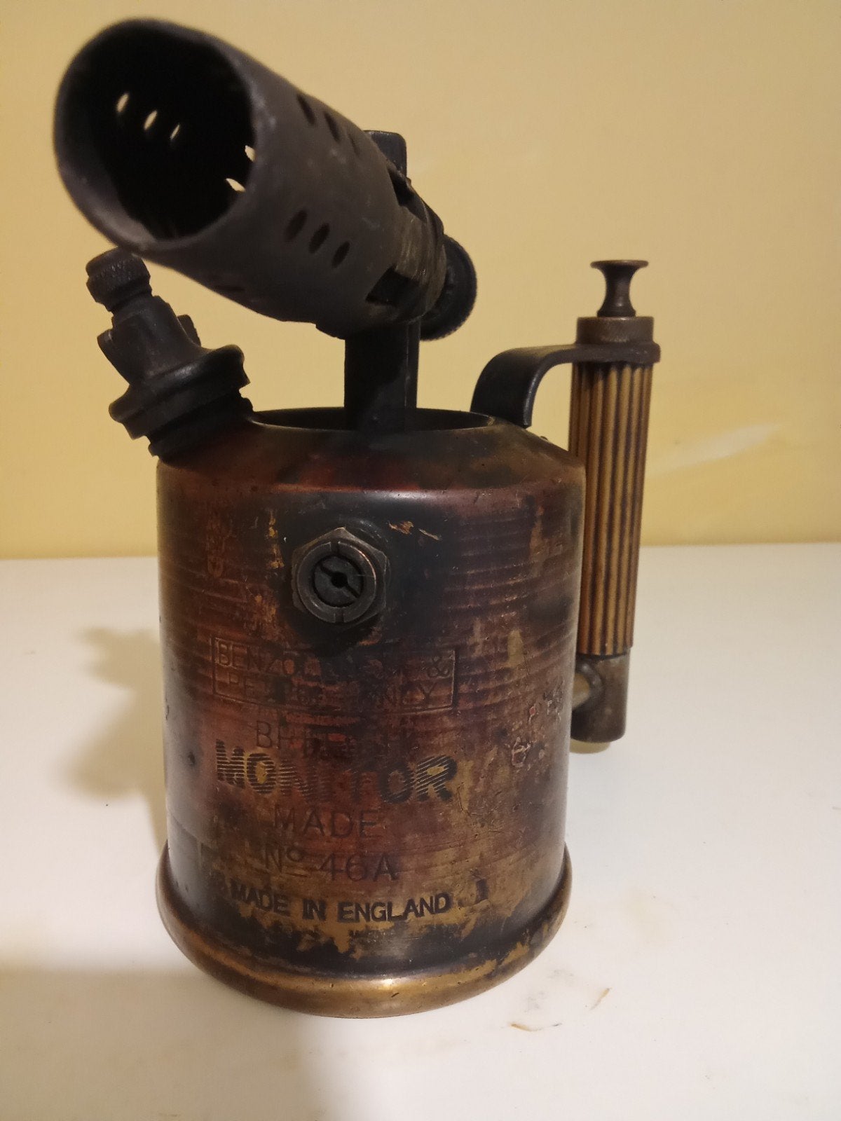 Lampe britannique antique vintage Monitor, Antiquités & Art, Enlèvement ou Envoi, Cuivre