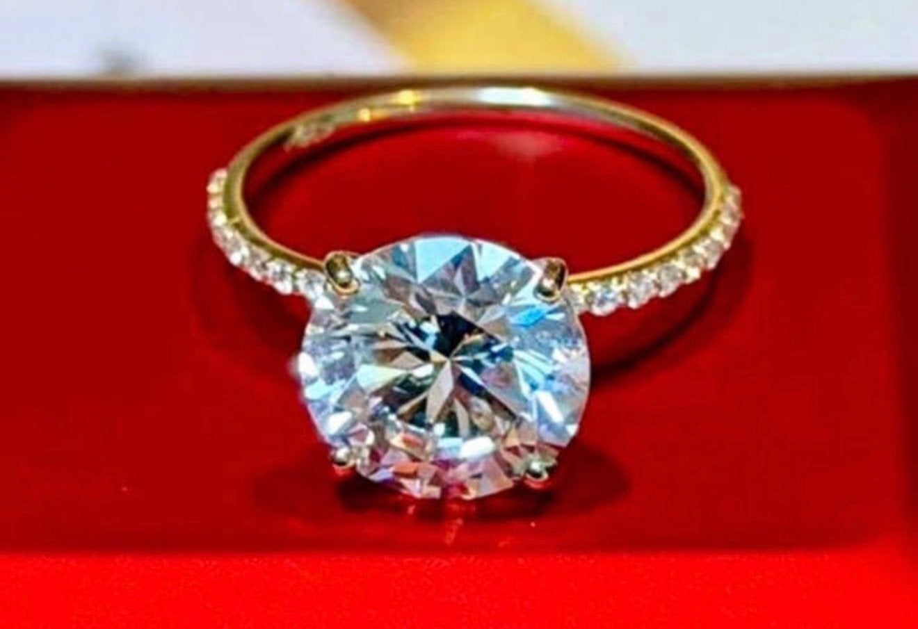 Gouden ring VS1 diamant van maar liefst 3.23ct certificaat!, Bijoux, Sacs & Beauté, Bagues, Neuf, Or, 17 à 18, Jaune