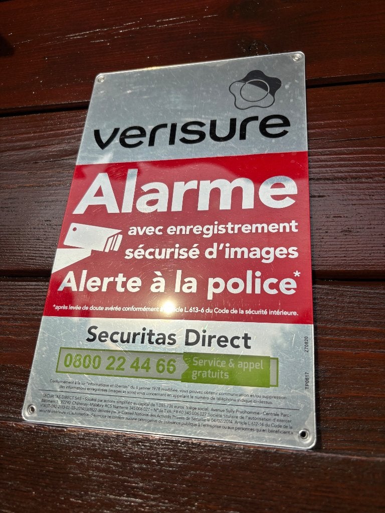 Plaque signalétique Alarme Verisure, Enlèvement ou Envoi, Neuf