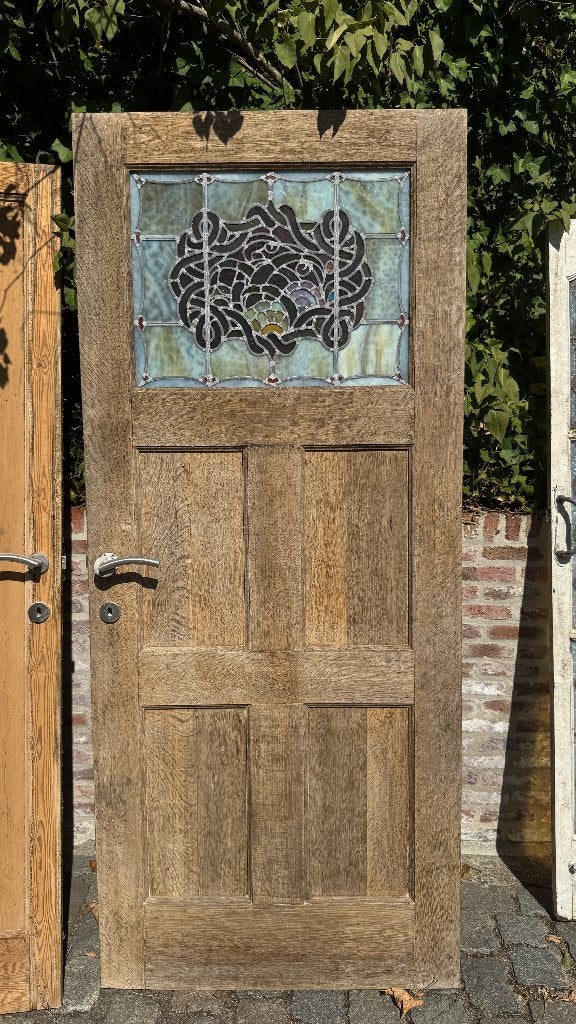 Antiek deur met loodglas (meerdere), Doe-het-zelf en Bouw, Deuren en Vliegenramen, Ophalen, Zo goed als nieuw, Binnendeur