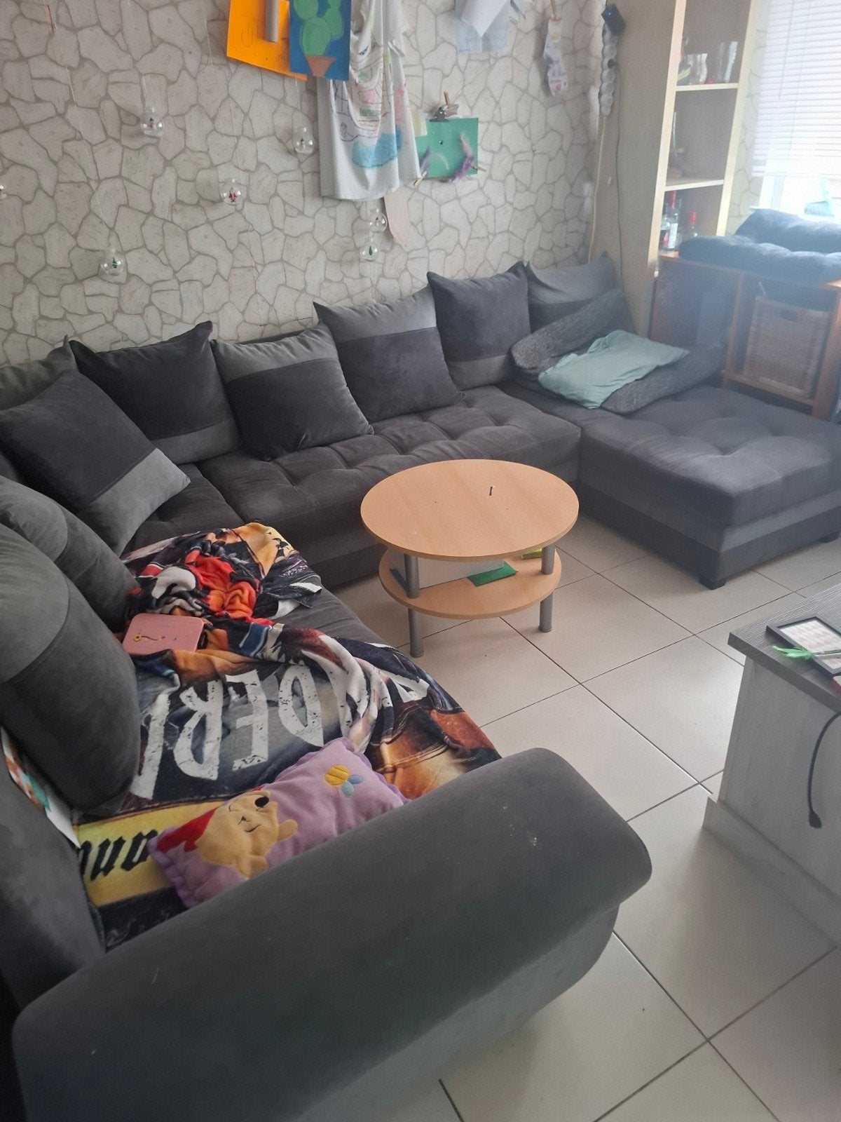 grote grijze hoezetel met ruime lounge functie., Enlèvement