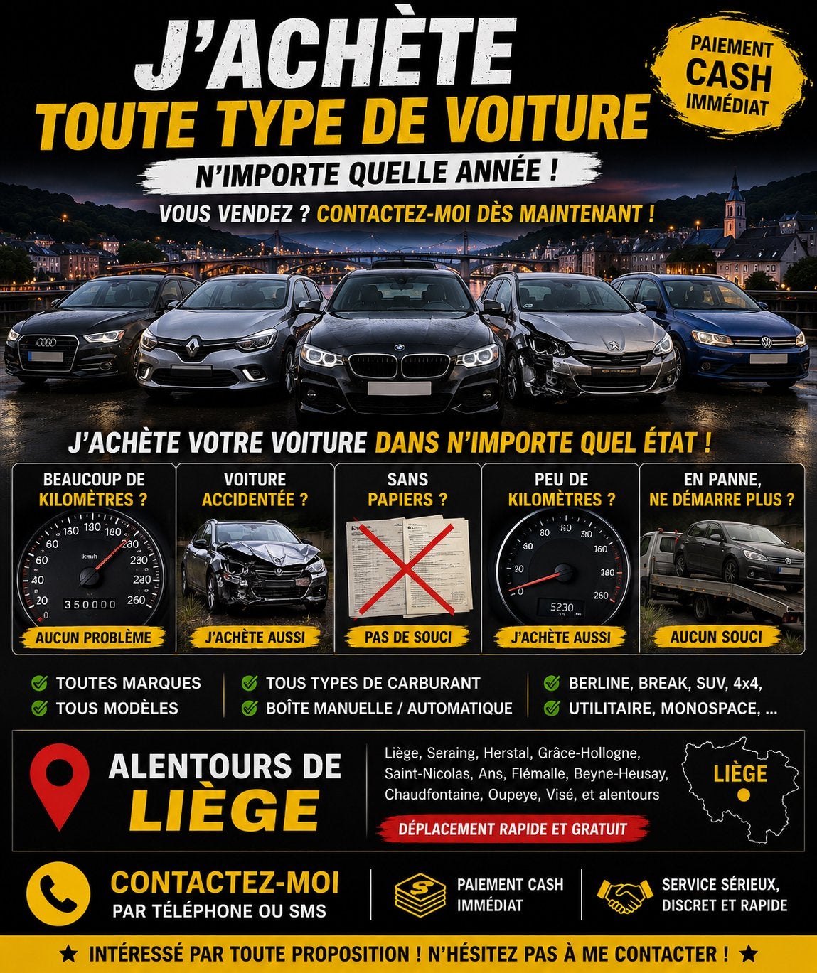 Achat de toutes type de véhicule, Envoi