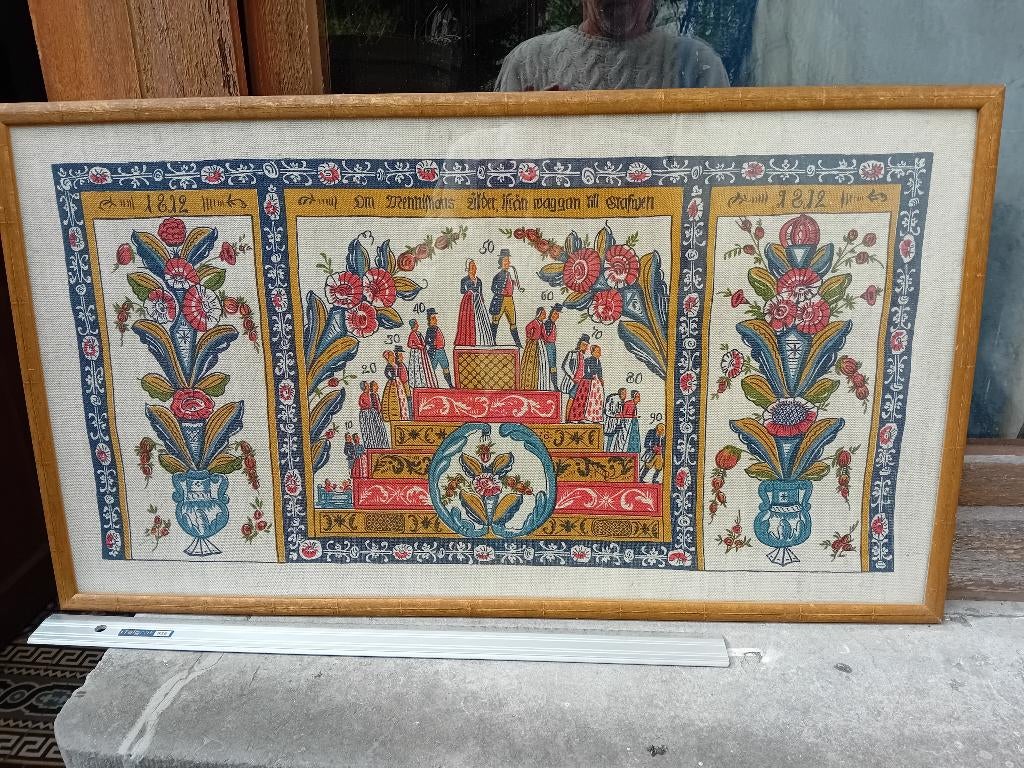 1812 Scandinavisch decoratief borduurwerk, Antiek en Kunst, Curiosa en Brocante, Ophalen
