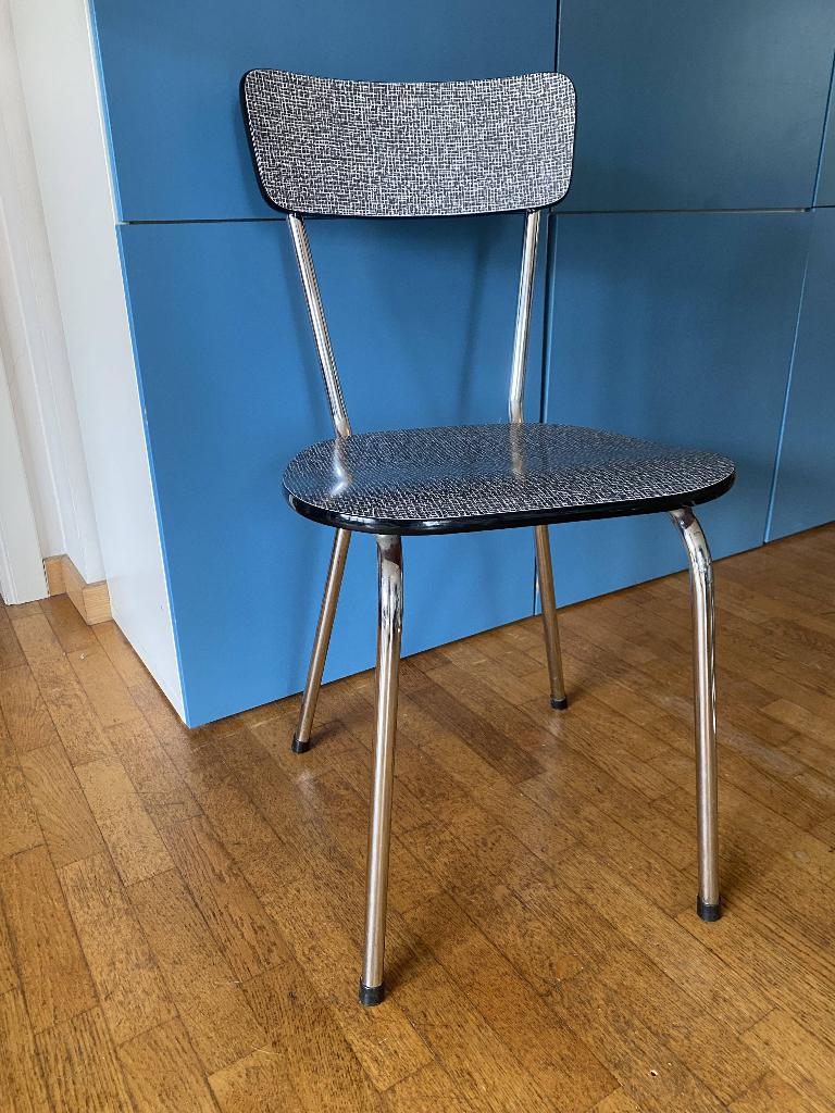 4 vintage formica stoelen in prima staat, Vintage, retro, Gris, Enlèvement, Utilisé