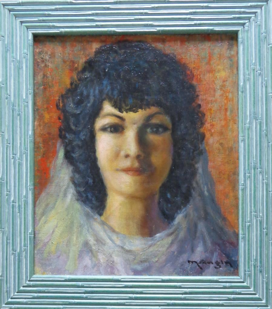 CHARLES MANGIN / VROUWENPORTRET / OLIEVERF DOEK / 44x39cm, Ophalen of Verzenden