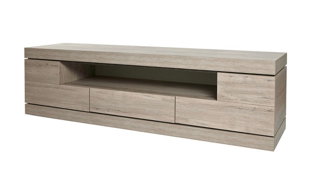 Meuble TV Etna 182 cm - chêne gris clair - très bon état, Enlèvement