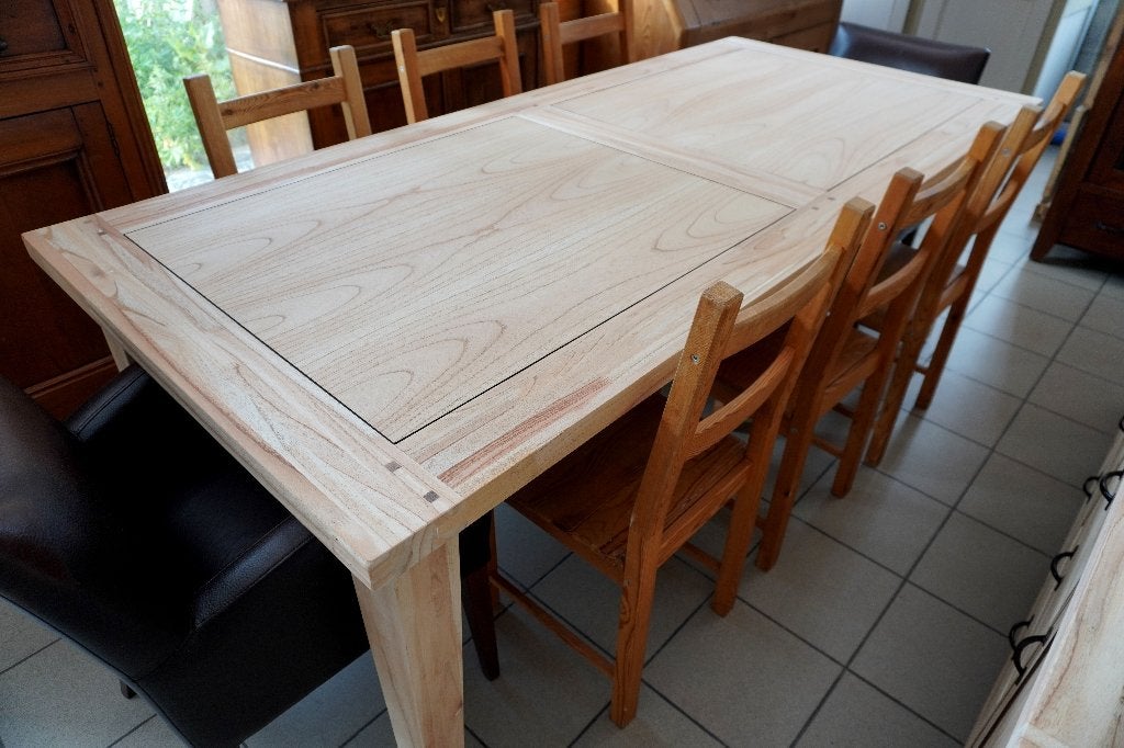 Schitterende eettafel voor 8 personen in massief rubberhout, 200 cm of meer, Zo goed als nieuw, Vijf personen of meer, Rechthoekig