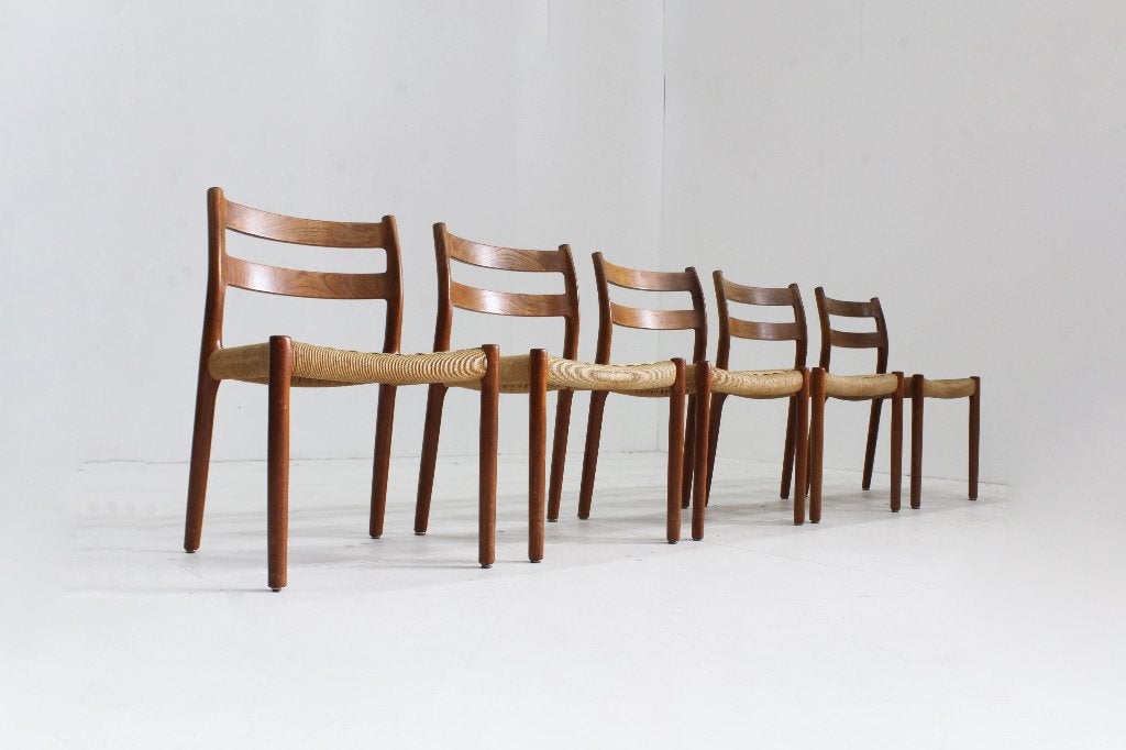 5 x Chaises de salle à manger danoises vintage Niels Moller, Maison & Meubles, Chaises, Enlèvement ou Envoi, Vintage, Comme neuf