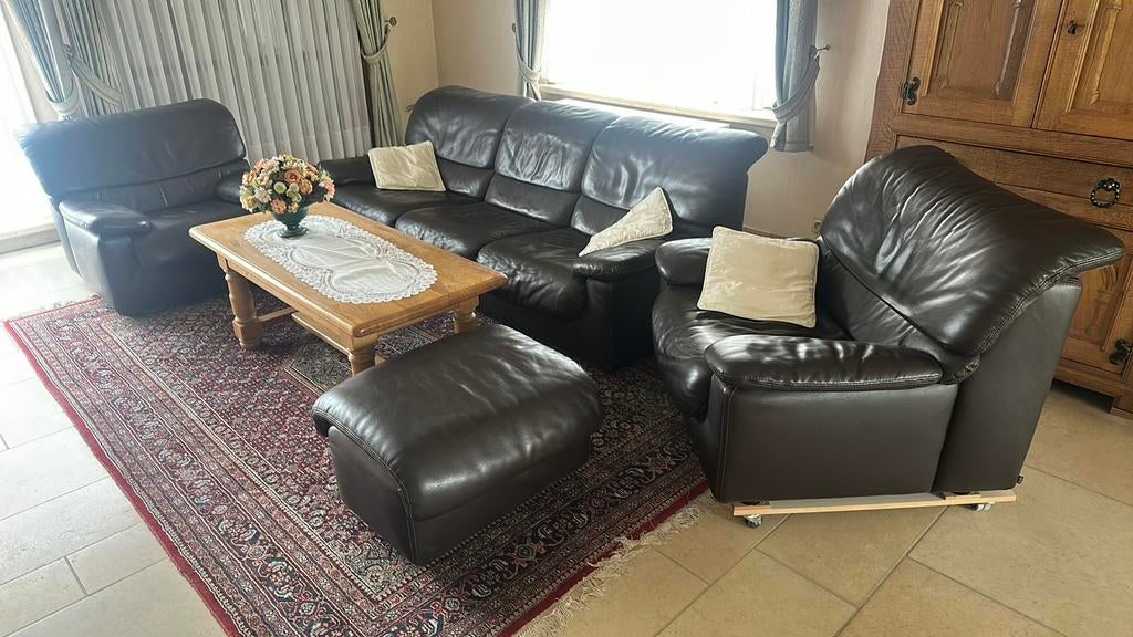 Ensemble de salon en cuir JORI de luxe — Qualité supérieure, Maison & Meubles, Canapés | Coins salons complets, Enlèvement, Comme neuf