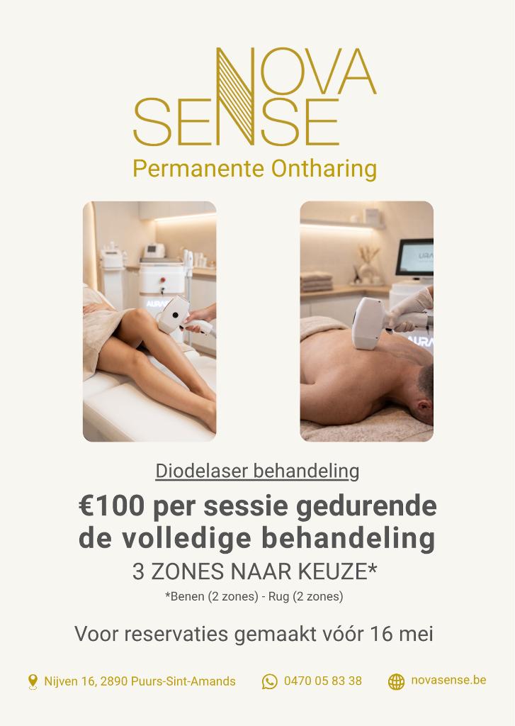 Laserontharing Promo bij Nova Sense – 3 zones naar keuze, Diensten en Vakmensen, Huidbehandeling