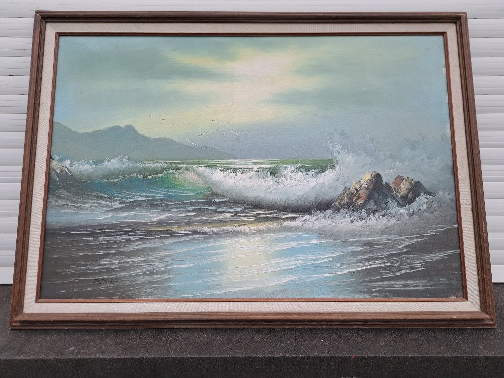 huile sur toile marine moderne signe, Antiquités & Art, Enlèvement