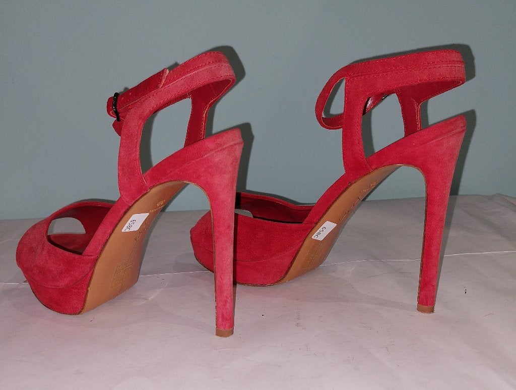 658C* LOLA CRUZ luxe sandalen hot range leer (39), Kleding | Dames, Verzenden, Schoenen met hoge hakken, Rood, Gedragen
