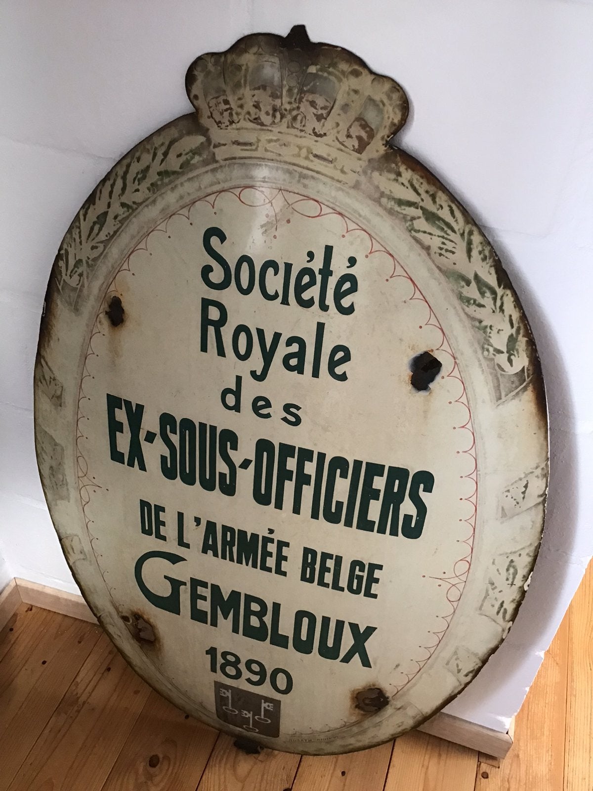 ABBL plaque émaillée armée belge Gembloux art nouveau, Collections, Enlèvement ou Envoi