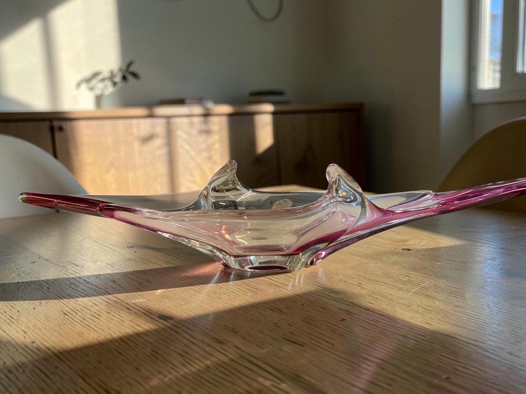 vintage rose murano glazen schaal / kom / retro decoratie, Antiek en Kunst, Ophalen