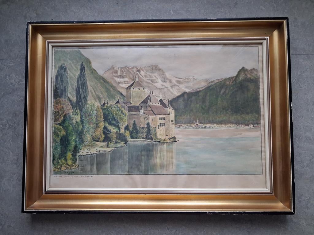 Grafisch werk - J. Berger 1956 (80cm - 60cm), Antiek en Kunst, Ophalen