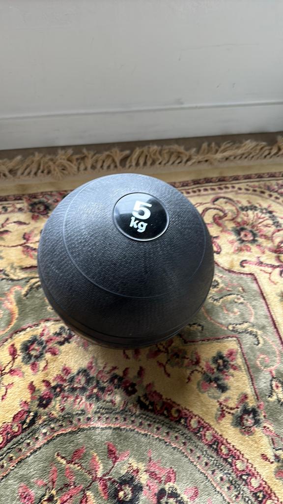 Medicijnbal 5kg, Sport en Fitness, Fitnessmaterialen, Ophalen, Zo goed als nieuw, Medicijnbal