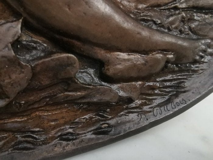 Paul Dubois brons bord plaque naakte vrouw gesigneerd, Antiek en Kunst, Ophalen of Verzenden, Brons