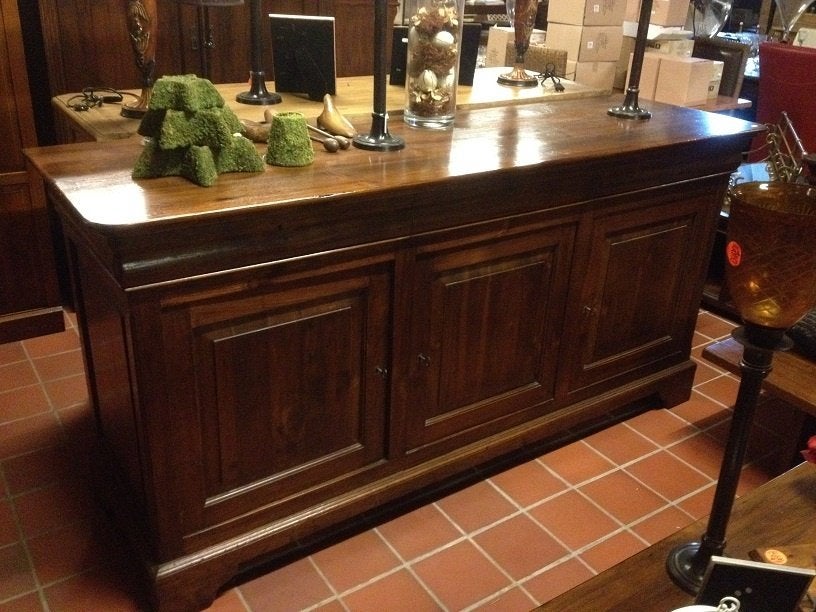 Massief TEAKHOUTEN 3-deurs DRESSOIR Louis Philippe flamant, Ophalen, 150 tot 200 cm, Teakhout, Landelijk